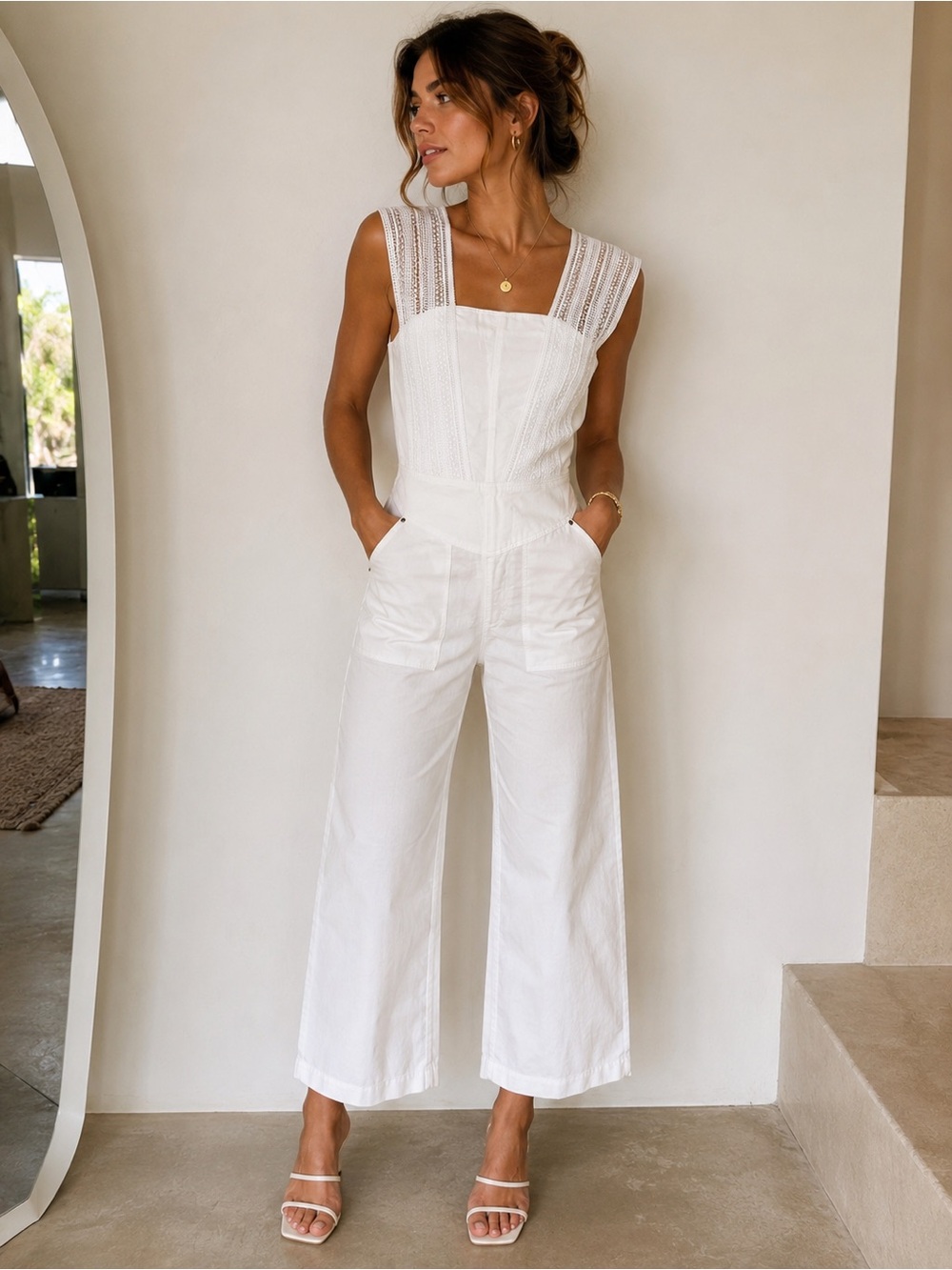 Rebecca Minkoff Jaidyn White Lace Wide Leg Jumpsuit NWT Size 00 Bridal